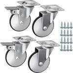 SOTECH SET M&ouml;belrolle LINDAU &Oslash;75 mm Silbergrau Schwarz inkl. Schraubenset
