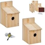Relaxdays Nistkasten Bausatz 2er Set Tannenholz Natur Mit T&uuml;rverriegelung 23 cm x 14