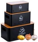 Relaxdays Aufbewahrungsboxen Metall Schwarz 3er Set Bel&uuml;ftet 19 cm x 33 cm x 15 cm