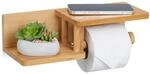 Relaxdays Toilettenpapierhalter Bambus Natur 2 Ablagen 9 cm x 31 cm x 12,5 cm
