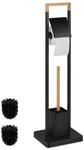 Relaxdays WC Garnitur Bambus Edelstahl Schwarz Freistehend 77 cm x 23 cm x 18...