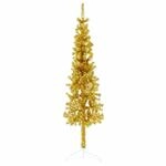 vidaXL K&uuml;nstlicher Halb-Weihnachtsbaum mit St&auml;nder Schlank Gold 120 cm