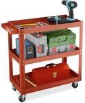 Relaxdays Werkstattwagen Stahl Rot 3 Ebenen 76 cm x 78 cm x 35 cm 8,2 kg