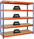 PROREGAL Profi Schwerlastregal Bison HxBxT 180 x 180 x 60 cm 5 Spanplatten-Ebenen