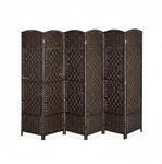 Relaxdays Paravent Holz Papierseil Braun 6-teilig Faltbar Freistehend 170 cm x 240 cm