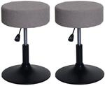 MCW 2er-Set Hocker C22 H&ouml;henverstellbar Drehbar &Oslash; 37cm Stoff Boucl&eacute; Taupe
