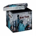 Relaxdays Sitzhocker Kunstleder New York Faltbar mit Stauraum 38 cm x 38 cm x 38 cm
