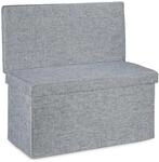 Relaxdays Sitzhocker Leinen Grau Faltbar Mit Lehne 73 cm x 76 cm x 38 cm 9 kg