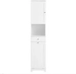 SoBuy Badezimmerschrank mit W&auml;schekorb Hochschrank W&auml;scheschrank Wei&szlig; 40x180x38cm