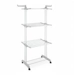 Relaxdays W&auml;schest&auml;nder Turm Eisen Kunststoff Wei&szlig; Klappbar Rollbar 179 cm x 126