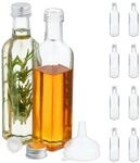 Relaxdays Flaschen zum Bef&uuml;llen Glas Transparent Mit Trichter 10er Pack 22 cm x 4,5
