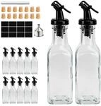 Relaxdays &Ouml;lflaschen 12er Set Glas Transparent Schwarz Mit Ausgie&szlig;er 20 cm x...