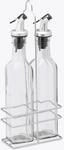 Relaxdays Essig und &Ouml;l Spender Glas Edelstahl Transparent Ausgie&szlig;er 29 x 11 x 6 cm