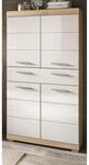 Inn.Furn Badezimmer Midischrank in Wei&szlig; Hochglanz und Eiche 74 x 141 cm Mambo