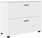 vidaXL Badezimmerschrank Wei&szlig; 76,5 x 35 x 64 cm Holzwerkstoff & Metall 883294