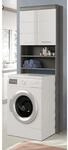 Inn.Furn Waschmaschinenschrank Wei&szlig; Hochglanz Grau 63 cm 6 F&auml;cher Shawn