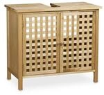 Relaxdays Waschbeckenunterschrank Walnuss mit Siphonaussparung 61 cm x 66 cm x 29 cm