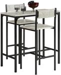 SoBuy Essgruppe Bartisch Set Esstisch mit 2 St&uuml;hlen Grau-Schwarz OGT03-HG