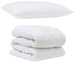 vidaXL Bettdecke mit Kissen 2-Tlg Wei&szlig; Mikrofaser 3376635