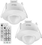 Oktaplex Sam Bewegungsmelder 360&deg; mit Fernbedienung 2er Set PIR Sensor Unterputz