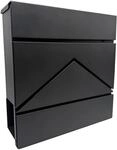 Relaxdays Wandbriefkasten Metall Schwarz mit Zeitungsfach Abschlie&szlig;bar 37 cm x 37 cm