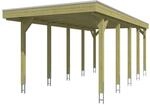 Skan Holz Carport Friesland mit Stahl-Dachplatten 320 cm x 708 cm Gr&uuml;n
