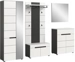Inn.Furn Garderoben-Set 5-teilig in Wei&szlig; und Grau 255 cm Cooper