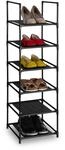 Relaxdays Schuhregal Stahl Vlies PP Schwarz Grau Schmal 6 Ebenen 106 cm x 33 cm x 33