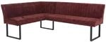MCW Eckbank O82 &Ouml;ko-Tex Chenille Stoff/Textil Metall 159x210cm Rot