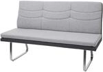 MCW Sitzbank G54 Stoff/Kunstleder Edelstahl Geb&uuml;rstet Grau Bank 160cm
