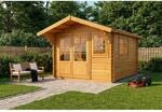 Alpholz Holz-Gartenhaus Gabriel 338x467cm Impr&auml;gniert Pinie 28mm Wandst&auml;rke inkl.