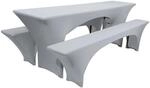 Beautissu Victoria Biertischhusse 70cm Stretch Silber Grau 3tlg