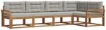 vidaXL Outdoor-Sofagarnitur mit Kissen 5-Tlg Natur und Hellgrau 3367579