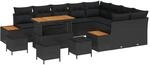 vidaXL Gartensofa-Set mit Kissen 13 Stk Schwarz Poly Rattan 3364909