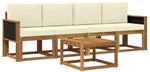 vidaXL Outdoor-Sofagarnitur mit Kissen 4 Stk Natur und Creme 3384961