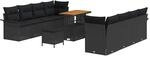 vidaXL Garten-Sofa-Set H&ouml;henverstellbar 11-Tlg Schwarz Poly Rattan 3362109