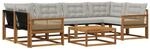 vidaXL Outdoor-Sofagarnitur mit Kissen 7 Stk Natur und Hellgrau 3381283