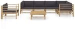 vidaXL 7-tlg Garten-Lounge-Set mit Dunkelgrauen Kissen Bambus Modell 5