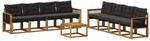 vidaXL Outdoor-Sofagarnitur mit Kissen 9 Stk Natur und Schwarz 3381856