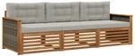 vidaXL Outdoor-Sofagarnitur mit Kissen 3 Stk Natur und Hellgrau 3382959