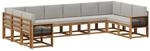vidaXL Outdoor-Sofagarnitur mit Kissen 10 Stk Natur und Hellgrau 3385572