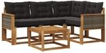 vidaXL Outdoor-Sofagarnitur mit Kissen 5 Stk Natur und Schwarz 3381932