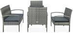 vidaXL 5-tlg Garten-Lounge-Set mit Auflagen Poly Rattan Grau Modell 3