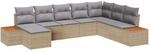 vidaXL Gartensofa-Set mit Kissen 9 Stk Beige und Hellgrau Polyrattan 3356815