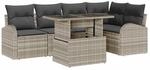 vidaXL Garten-Sofa-Set mit Kissen 6-Tlg Hellgrau Poly Rattan 3357385