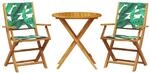 vidaXL 3-tlg Bistro-Set Blattmuster Stoff und Massivholz Modell 3