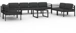 vidaXL 9-tlg Garten-Lounge-Set mit Kissen Aluminium Anthrazit Modell 1