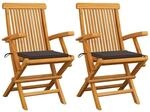 vidaXL Gartenst&uuml;hle mit Taupe Kissen 2 Stk Massivholz Teak 3062495
