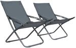 vidaXL Klappbare Strandst&uuml;hle 2 Stk Stoff Grau 47905