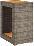vidaXL Garten-Beistelltisch mit Holzplatte Grau 60x40x75cm Poly Rattan 366304